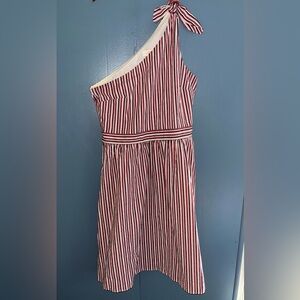 🧨LOFT One Shoulder Dress•4•Red & White